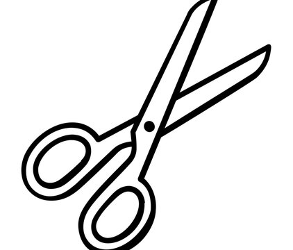 Minimalist clean flat vector line icon of scissors for user interfaces, tailoring guides, craft packaging, classroom materials, and salon promotions.