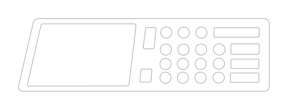 Clean flat vector line icon showing a simple calculator for payroll, expense tracking, bookkeeping, ecommerce pricing, and financial planning.