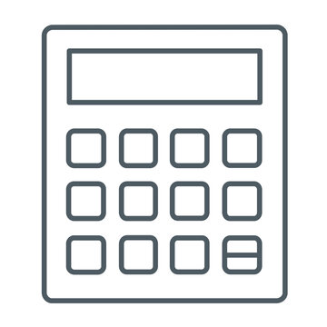 Clean flat vector line icon of a minimalist calculator, ideal for accounting apps, finance dashboards, invoices, and budget tools.