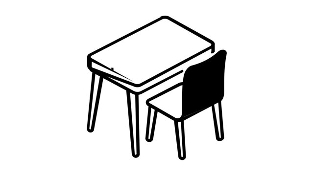 Clean flat vector line icon of a minimalist school desk, perfect for classroom layouts, study apps, lesson plans, and education resources.