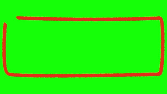 Red hand drawn rectangle frame line border outline isolated on solid transparent background simple graphic design element for text box highlight banner copy space