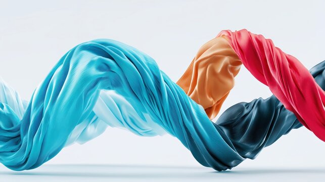 Colorful Twisted Fabric Wave Abstract Creative Textile Background.

