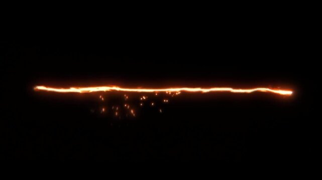Glowing fiery electric fuse wire line burning light sparks isolated on transparent background futuristic energy wave motion graphic design element overlay