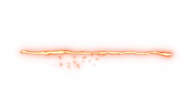 Glowing fiery electric fuse wire line burning light sparks isolated on transparent background futuristic energy wave motion graphic design element overlay