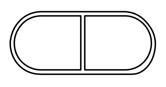 Clean flat vector line icon of a tablet pill, designed for healthcare dashboards, treatment plans, pharmacy signage, and dosage instructions.