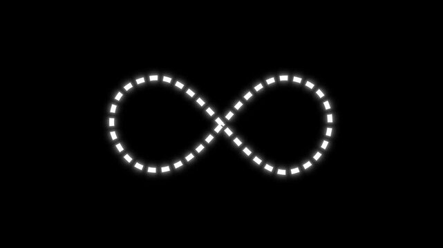 White Infinity symbol animation. Repetitions or unlimited cycling.