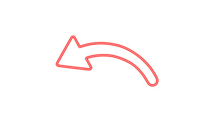 Red neon curved arrow isolated on transparent background © fatima