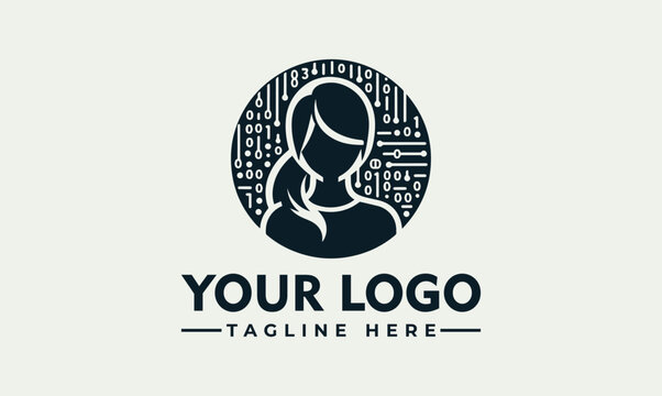 Professional Women Coder Logo Design Featuring Creative Software Programming Concept for Modern Technology Branding and Digital Development