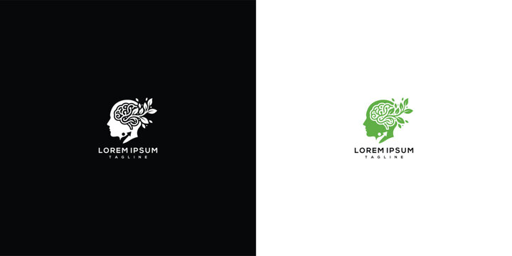 Creative Mind Growth Logo Design with Botanical Elements