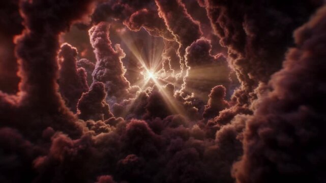 Newborn star igniting inside a glowing cosmic dust cloud
