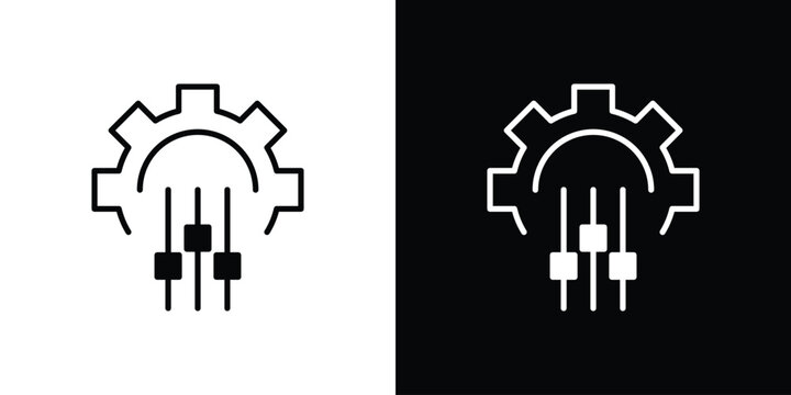Mass customization icon outline drawings set
