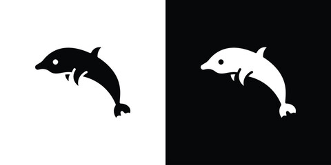 Obraz premium Dolphin icon outline drawings set