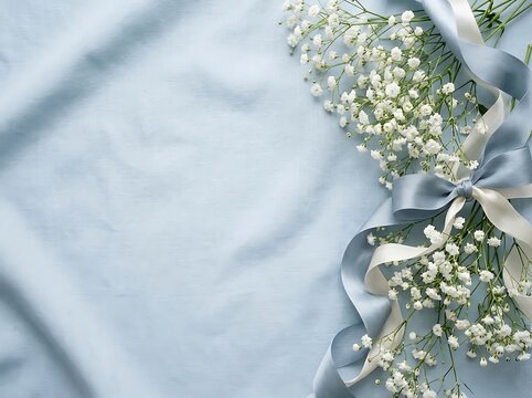 Baby breath flowers and silk ribbon decoration