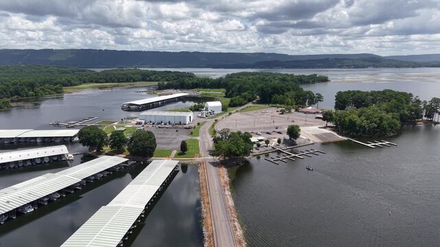 Aerial View of Marina and Boat Storage Buildings in Scottsboro, Alabama