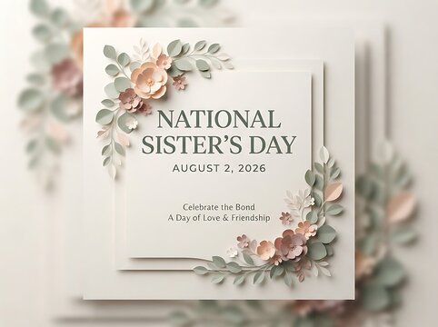National sister day greeting card with floral decoration