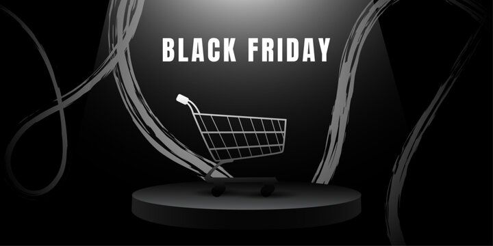 Black Friday Shopping Cart Podium Background