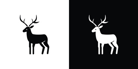 Naklejka premium Deer icon outline drawings set