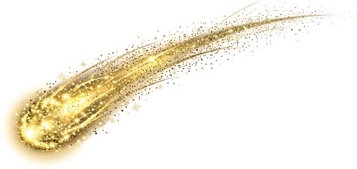 Golden comet streaking with sparkling glitter dust on white background vector illustration © SHOAIB IQBAL