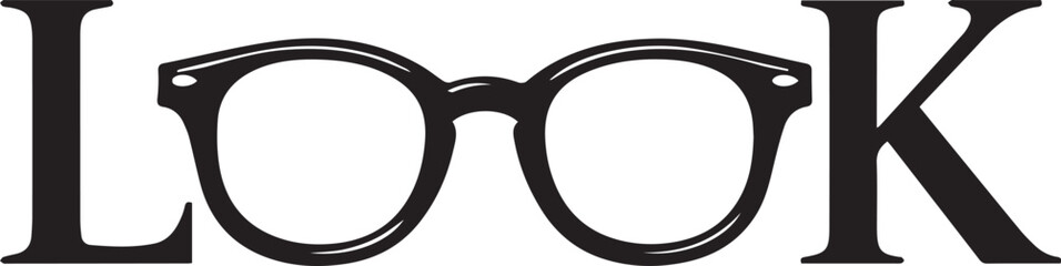 Look word typography design with black eyeglasses icon Vector, illustration © MostTanzila