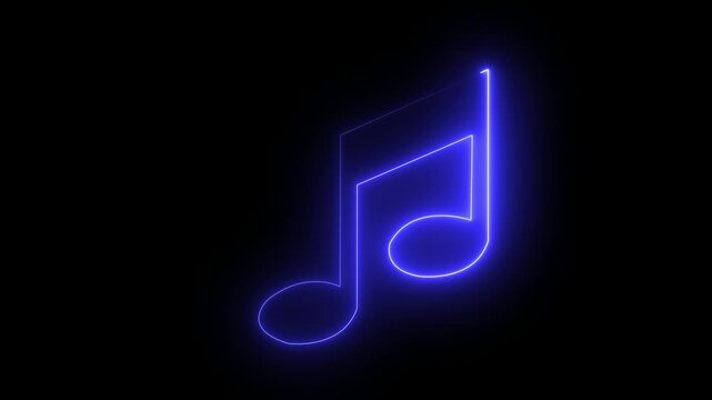Glowing neon line audio music player icon animation with dark background.