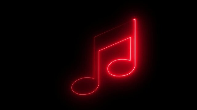 Glowing neon line audio music player icon animation with dark background.