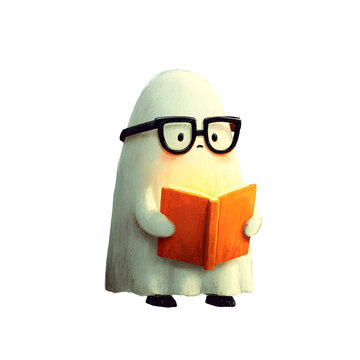 Cute cartoon penguin reading a book with glasses. Adorable winter animal character holding an open hardcover for education or storytelling.