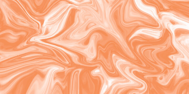 Abstract terracotta orange liquid marble swirl texture background for warm autumn fluid acrylic paint design layouts
