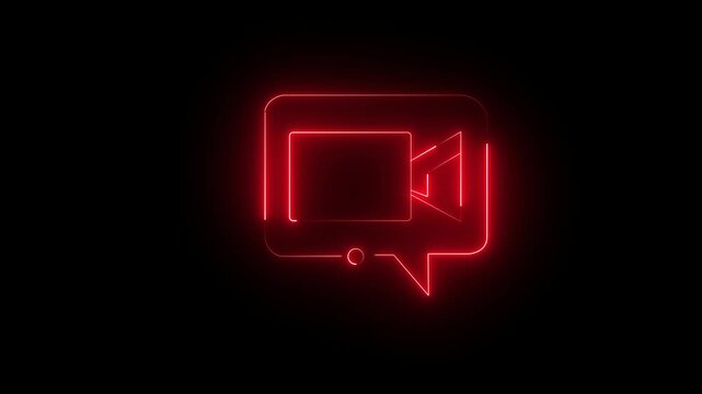 Neon Video camera icon animation. Video camera. Neon microphone icon motion graphics.