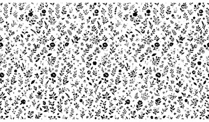 Seamless millefleurs floral vector pattern with petite liberty style flowers © MdAriful