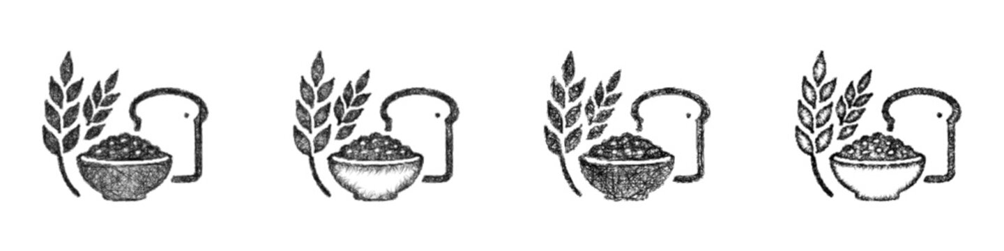 Sketch whole grains icon design set