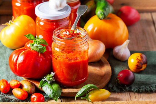 Hot tomato sauce, adjika, salsa, passata or marinara.