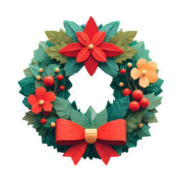 Handcrafted holiday wreath with vibrant poinsettias and decorative berries for festive home decor