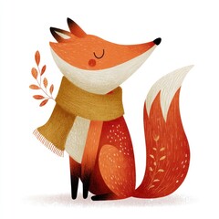 Fototapeta premium Charming fox with cozy scarf.