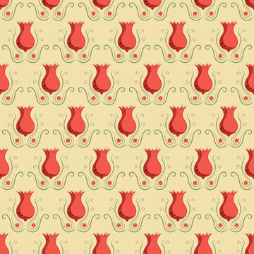 Ornate Persian Pomegranate Bud Fabric Pattern Vector