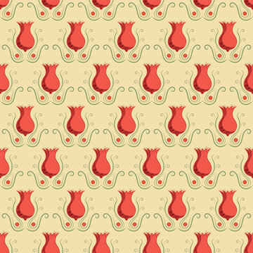 Ornate Persian Pomegranate Bud Fabric Pattern Vector