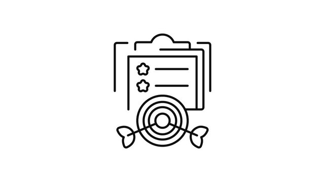 Minimalist outline animation of target agency board with arrow drawing on and fading out. Features a clean pop up style in 3 color setups.