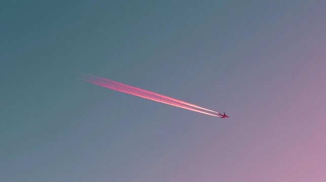 Red airplane flying in the sky. the airplane is in the center of the image, with its wings spread wide and its tail pointing upwards.