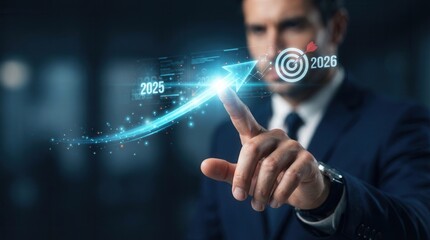 Obraz premium Business transformation and future planning from 2025 to 2026 with a strategic roadmap.
