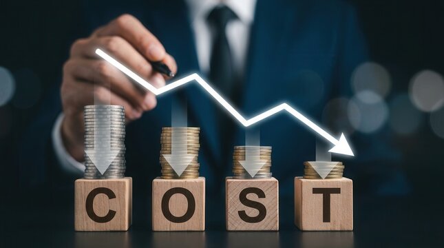 Businessman working on company cost saving and cost management strategies.