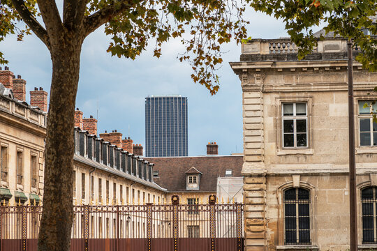 View of parisian facades with the Montparnasse Tower in the background - Paris