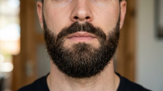 Close up of a man with a full beard and mustache.
