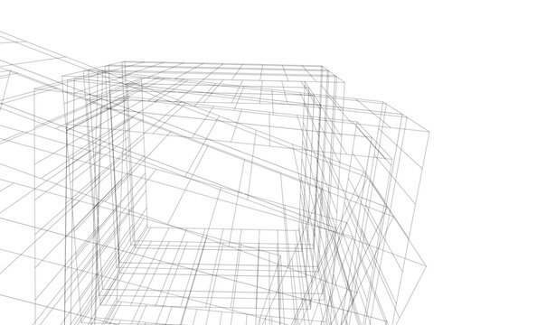 Architectural buildings in the city. Vector 3d illustration