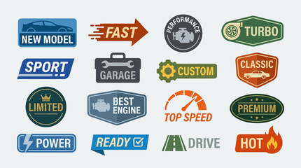 Obraz premium Car Performance and Automotive Service Icons Set for Vehicle Graphics KFA Pro Designs