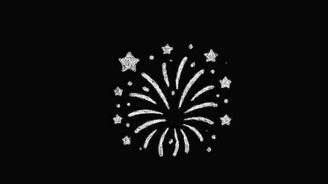 Sketch fireworks icon animation - smooth progressive reveal