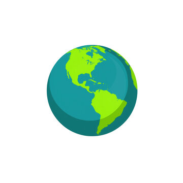 Stylized cartoon earth globe showing north and south america isolated on a solid black background isolated on a transparent background
