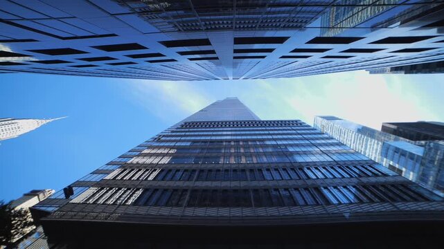 An overhead view of two New York buildings