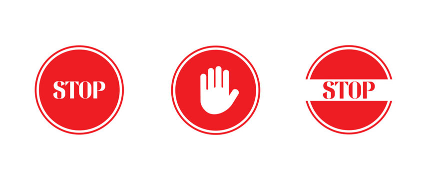 Vector illustration set featuring a variety of prohibition and stop signs for design projects.