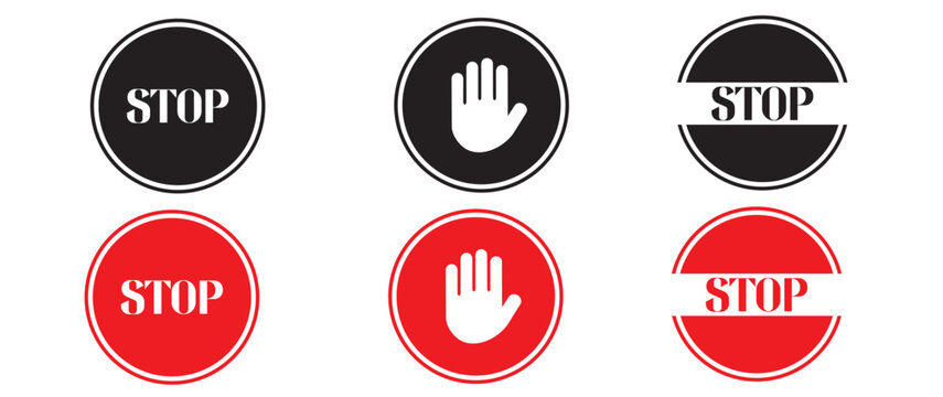 Vector illustration set featuring a variety of prohibition and stop signs for design projects.