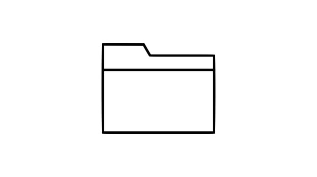 Minimalist hand-drawn vector icon of a file folder with tab detail. Perfect for UI design, document storage and organization. Scalable line illustration ideal for web, mobile and digital file