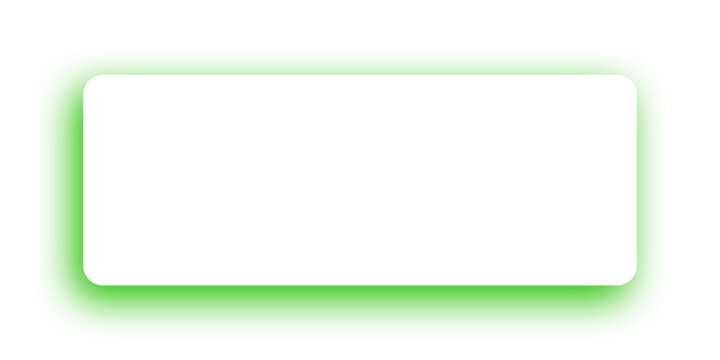 Bright green glowing rectangular banner frame isolated on transparent background for web use